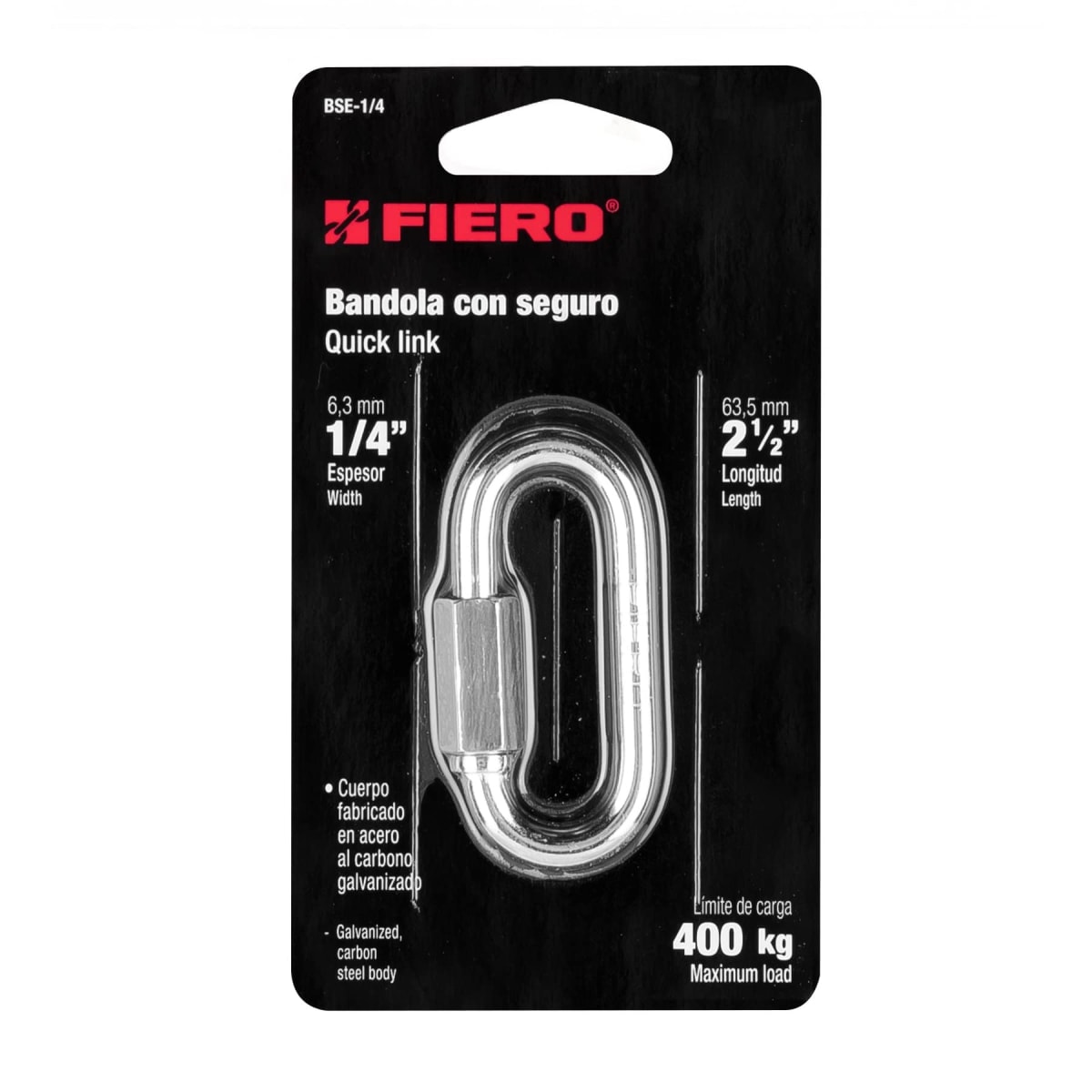 BANDOLA CON SEGURO QUICK LINK FIERO 6,3MM 1/4`